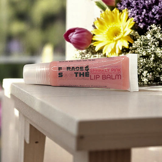 Naturally Coloured Sparkly Pink Marshmallow Fluff Lip Balm
