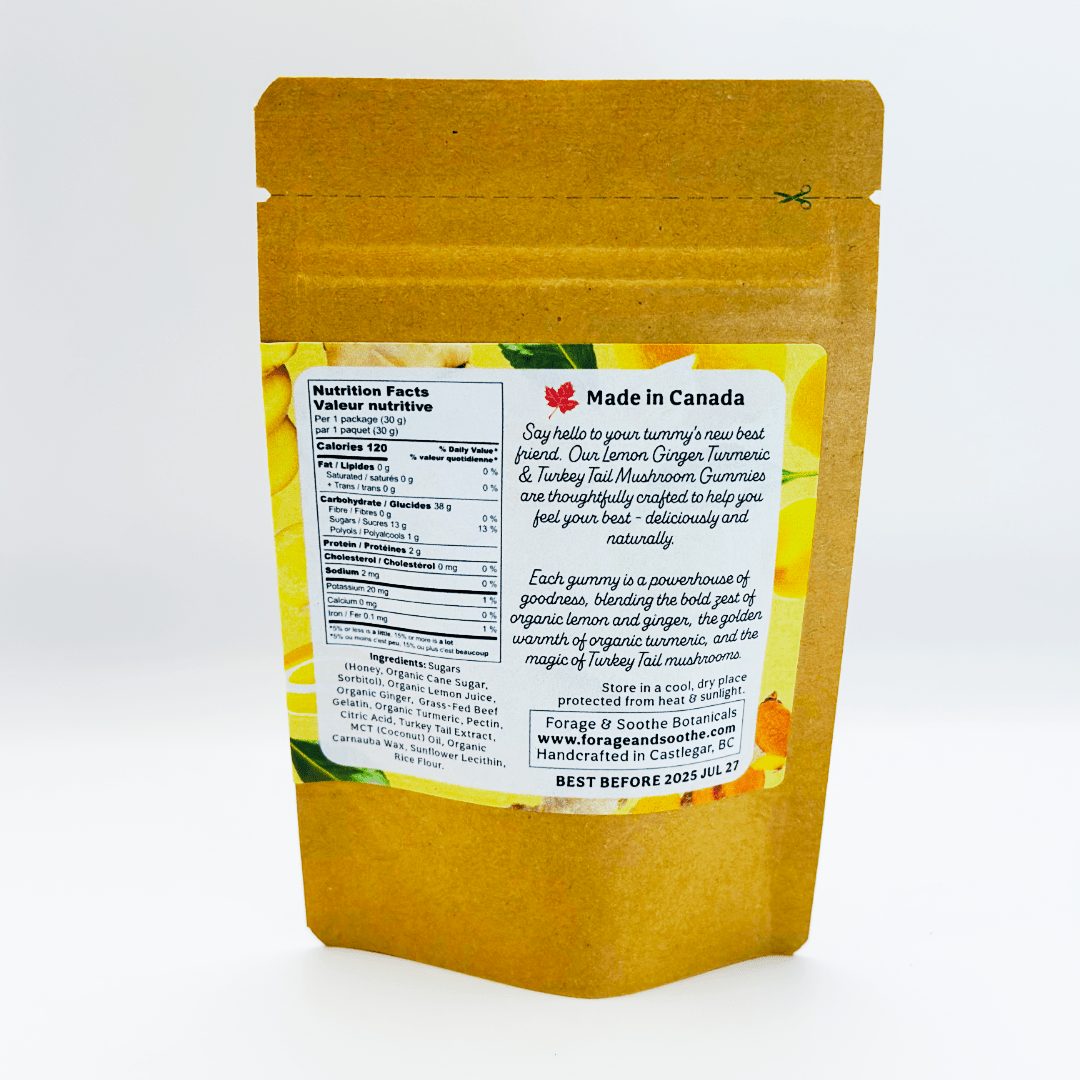 FLOW Lemon Ginger with Turmeric & Turkey Tail Mushroom Superfood Gummies - Forage & Soothe